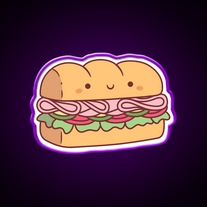 Cute Submarine Sandwich Bread Fast Food Led Neon Sign For Burger Place Rgb Color - Shineneon