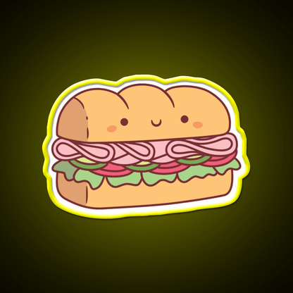 Cute Submarine Sandwich Bread Fast Food Led Neon Sign For Burger Place Rgb Color - Shineneon
