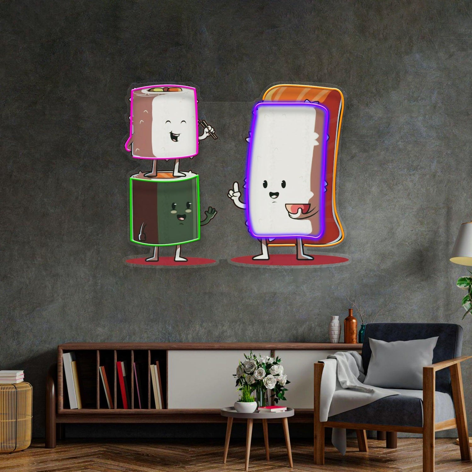 Cute Sushi Dessert Uv Printed Led Neon Sign For Home Cafe Decor | Shineneon