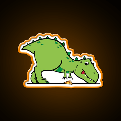 Cute T Rex Reaching For Pizza Snack Food Led Neon Sign Rgb Color - Shineneon