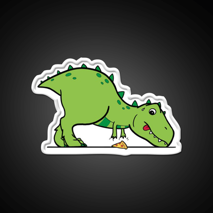 Cute T Rex Reaching For Pizza Snack Food Led Neon Sign Rgb Color - Shineneon