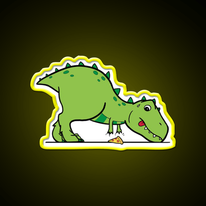 Cute T Rex Reaching For Pizza Snack Food Led Neon Sign Rgb Color - Shineneon