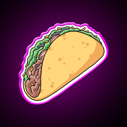 Cute Taco Food Illustration Taco Led Neon Sign Mexican Food Sign Rgb Color - Shineneon