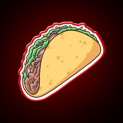 Cute Taco Food Illustration Taco Led Neon Sign Mexican Food Sign Rgb Color - Shineneon
