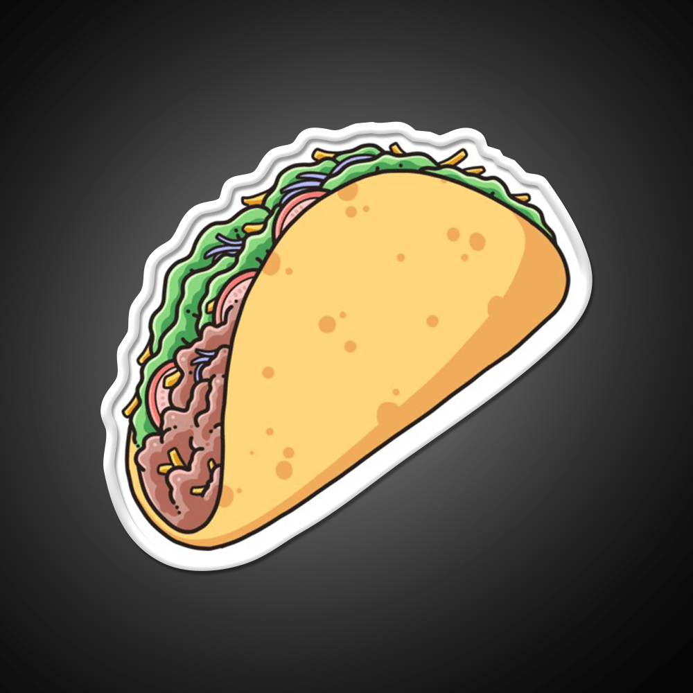 Cute Taco Food Illustration Taco Led Neon Sign Mexican Food Sign Rgb Color - Shineneon