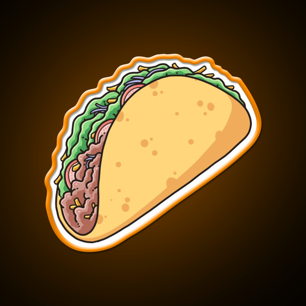 Cute Taco Food Illustration Taco Led Neon Sign Mexican Food Sign Rgb Color - Shineneon