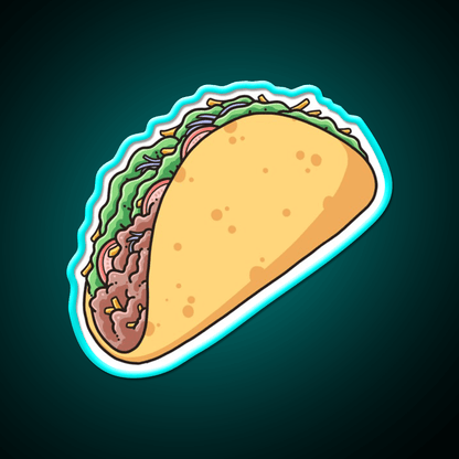 Cute Taco Food Illustration Taco Led Neon Sign Mexican Food Sign Rgb Color - Shineneon