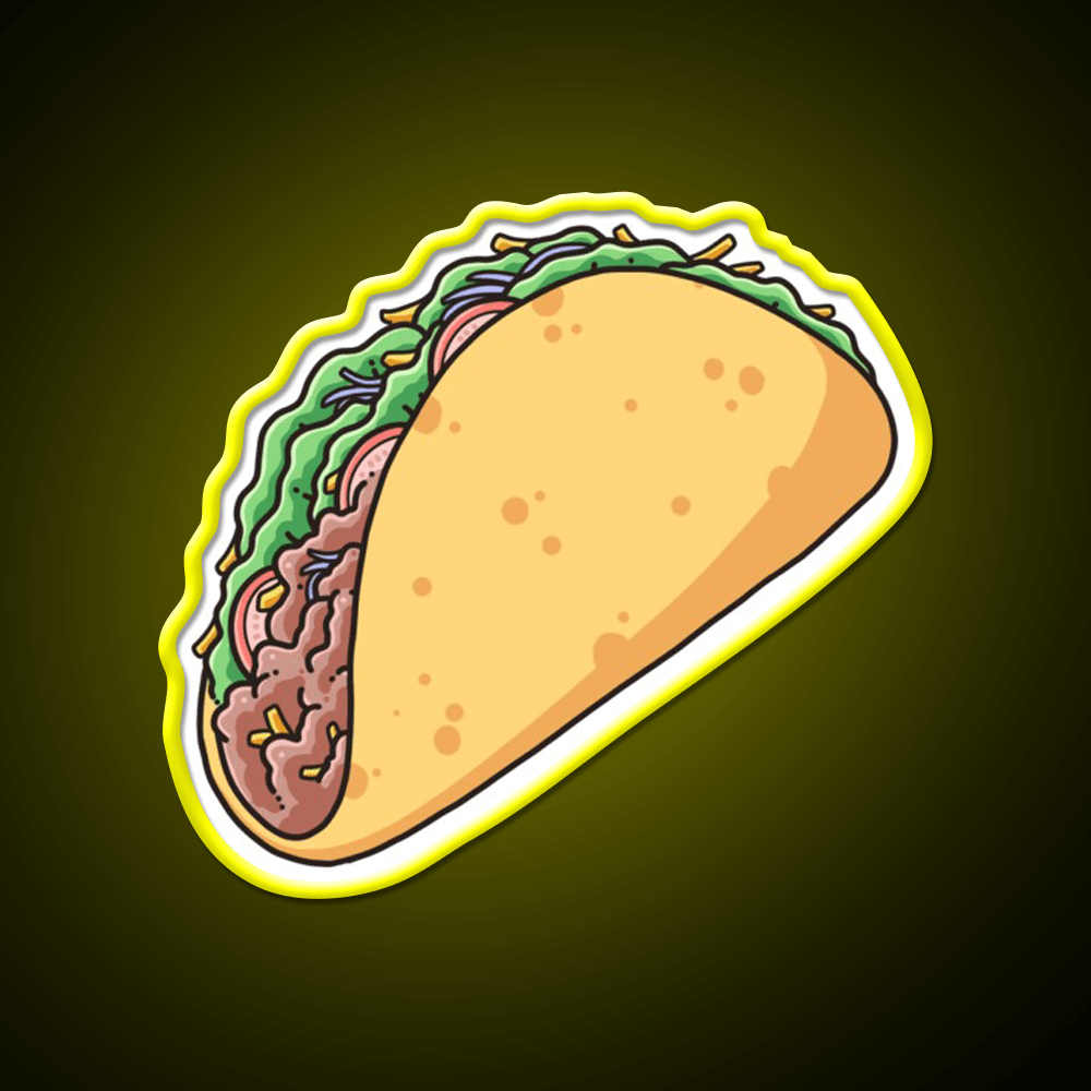 Cute Taco Food Illustration Taco Led Neon Sign Mexican Food Sign Rgb Color - Shineneon