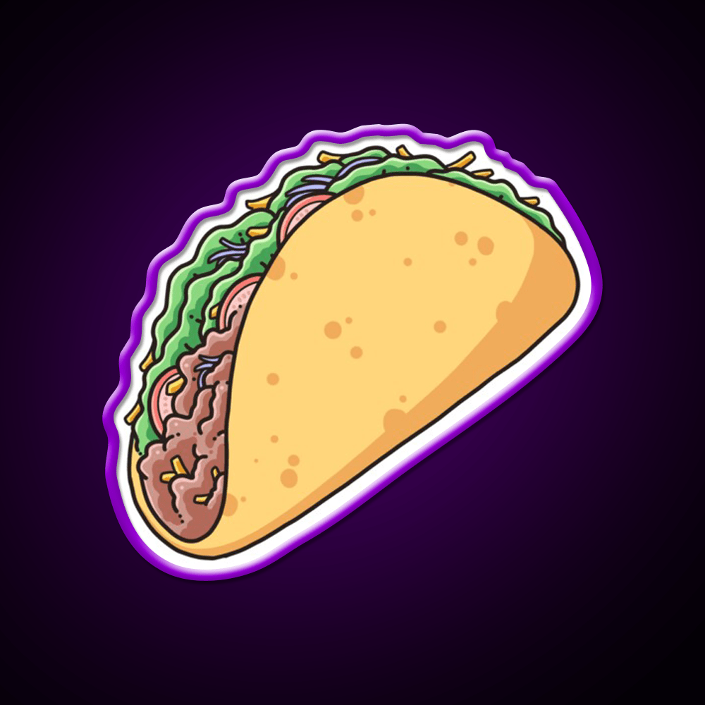 Cute Taco Food Illustration Taco Led Neon Sign Mexican Food Sign Rgb Color - Shineneon
