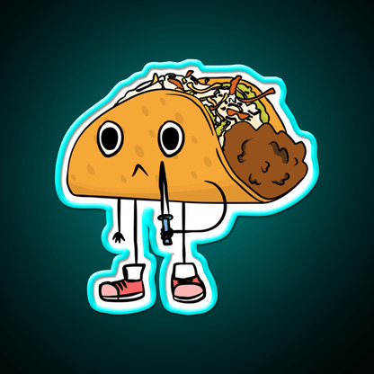 Cute Taco Holding Knife Taco Led Neon Sign Mexican Food Sign Rgb Color - Shineneon