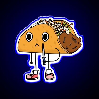 Cute Taco Holding Knife Taco Led Neon Sign Mexican Food Sign Rgb Color - Shineneon