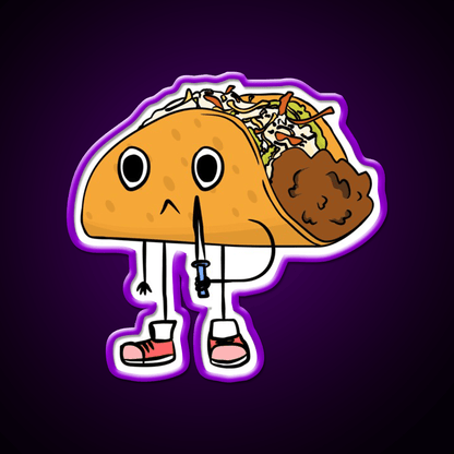 Cute Taco Holding Knife Taco Led Neon Sign Mexican Food Sign Rgb Color - Shineneon