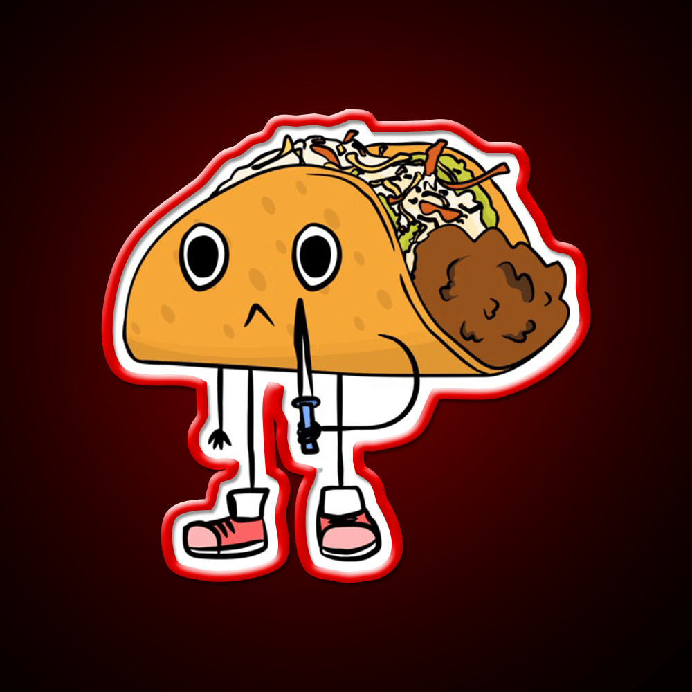 Cute Taco Holding Knife Taco Led Neon Sign Mexican Food Sign Rgb Color - Shineneon