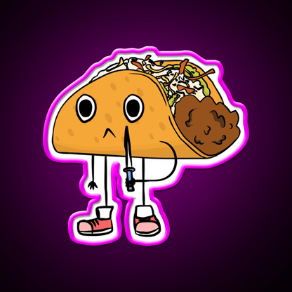 Cute Taco Holding Knife Taco Led Neon Sign Mexican Food Sign Rgb Color - Shineneon