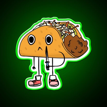 Cute Taco Holding Knife Taco Led Neon Sign Mexican Food Sign Rgb Color - Shineneon