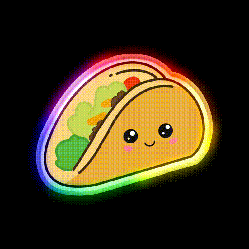 Cute Taco Led Neon Sign Mexican Food Sign For Food Truck Rgb Color - LED neon sign close-up detail