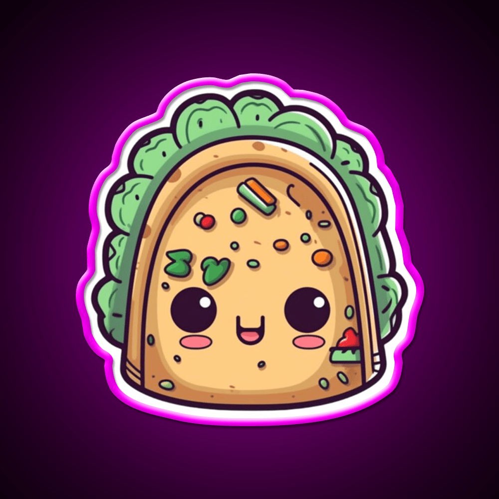Cute Taco Led Neon Sign Mexican Food Sign Kawaii Taco Rgb Color - Shineneon