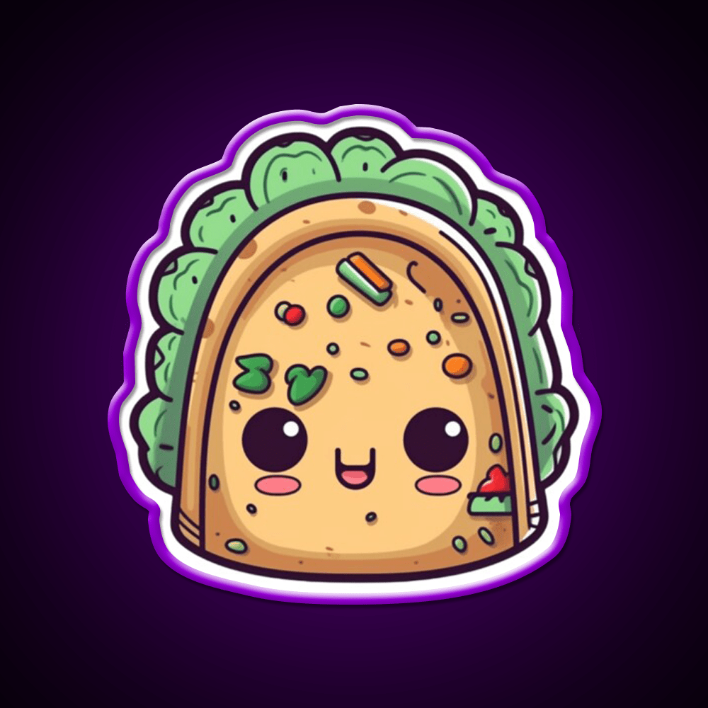 Cute Taco Led Neon Sign Mexican Food Sign Kawaii Taco Rgb Color - Shineneon