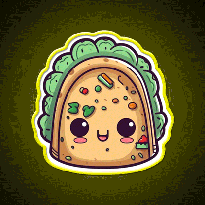 Cute Taco Led Neon Sign Mexican Food Sign Kawaii Taco Rgb Color - Custom LED neon sign front view