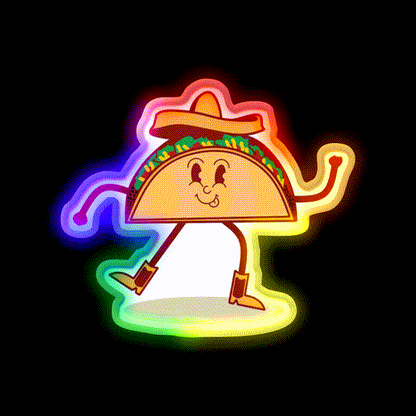 Cute Taco Mascot Thumbs Up Mascot Taco Led Neon Sign Rgb Color - LED neon sign close-up detail