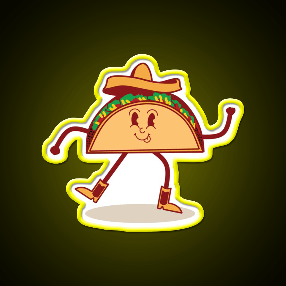 Cute Taco Mascot Thumbs Up Mascot Taco Led Neon Sign Rgb Color - Shineneon