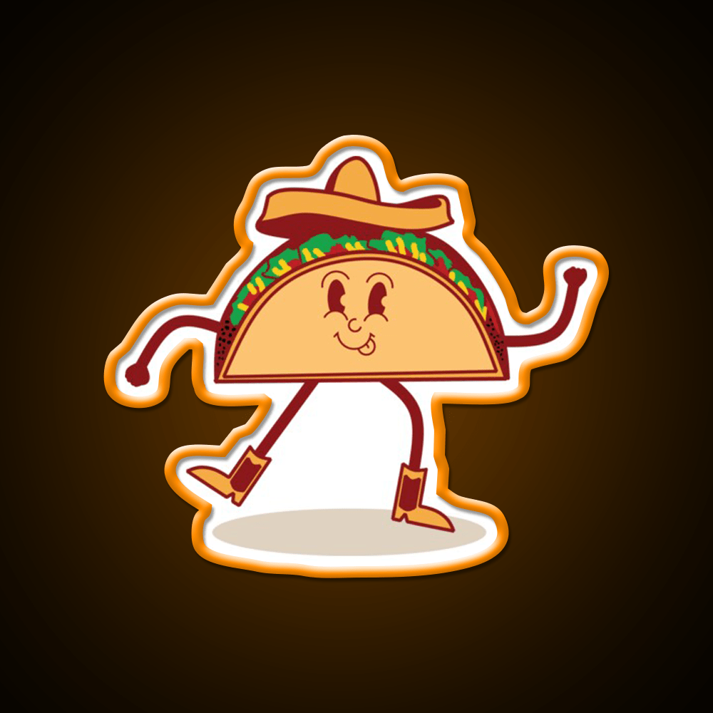Cute Taco Mascot Thumbs Up Mascot Taco Led Neon Sign Rgb Color - Shineneon