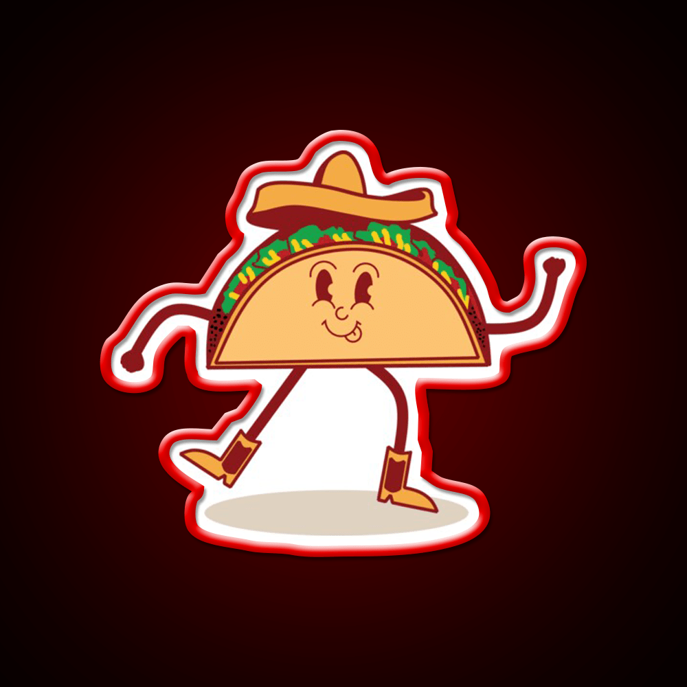 Cute Taco Mascot Thumbs Up Mascot Taco Led Neon Sign Rgb Color - Shineneon