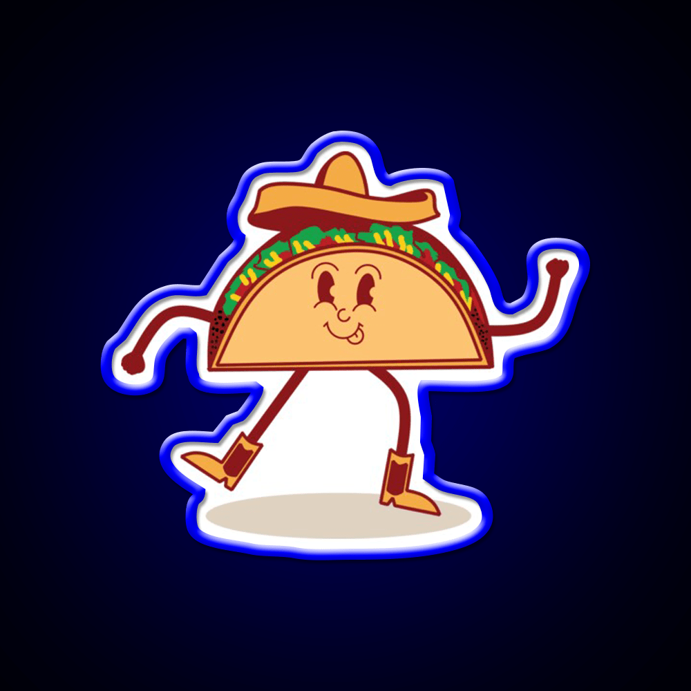 Cute Taco Mascot Thumbs Up Mascot Taco Led Neon Sign Rgb Color - Shineneon