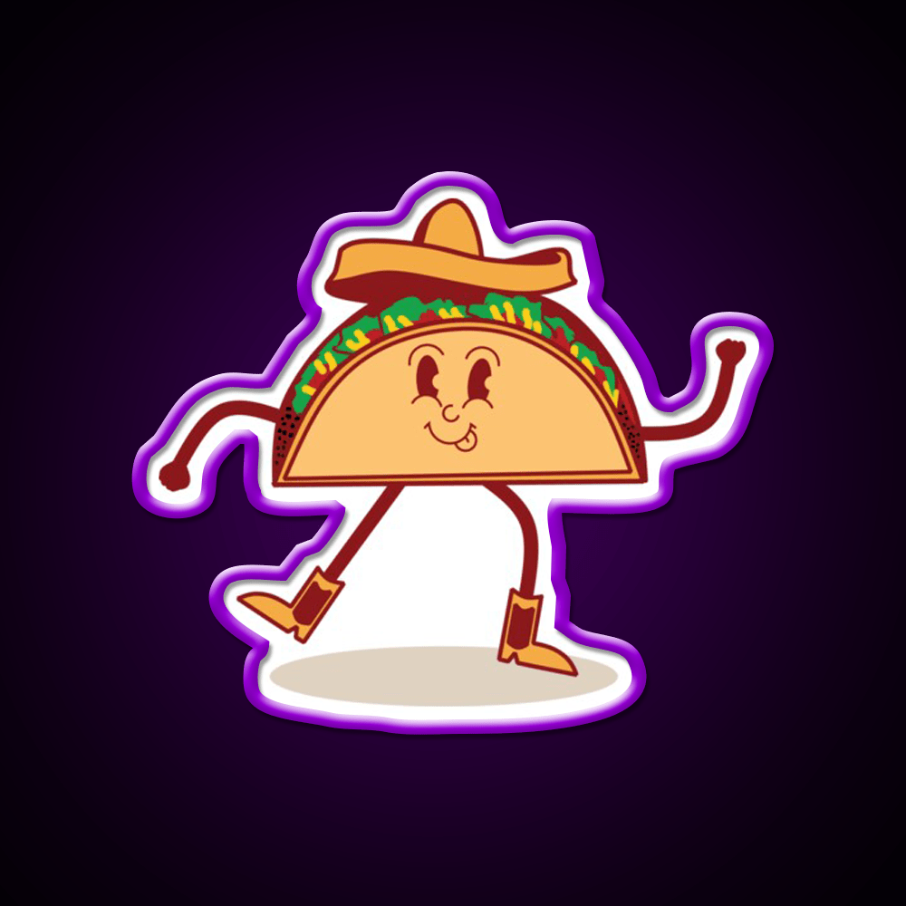 Cute Taco Mascot Thumbs Up Mascot Taco Led Neon Sign Rgb Color - Shineneon