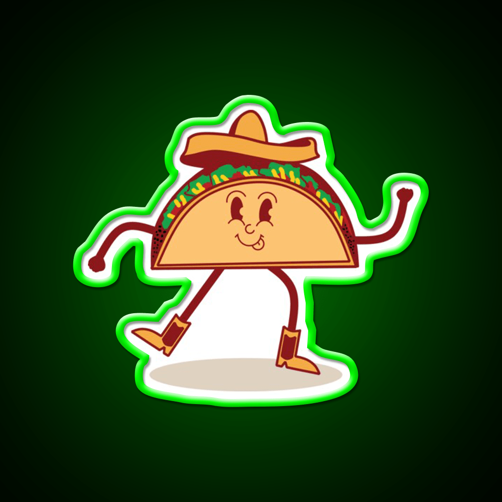 Cute Taco Mascot Thumbs Up Mascot Taco Led Neon Sign Rgb Color - Shineneon