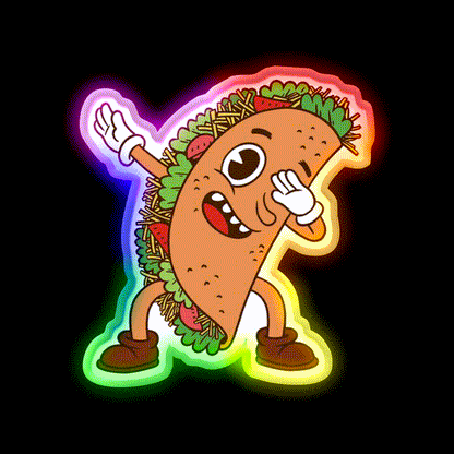 Cute Tacos Dabbing Taco Lover Taco Led Neon Sign Mexican Food Sign Rgb Color - LED neon sign close-up detail