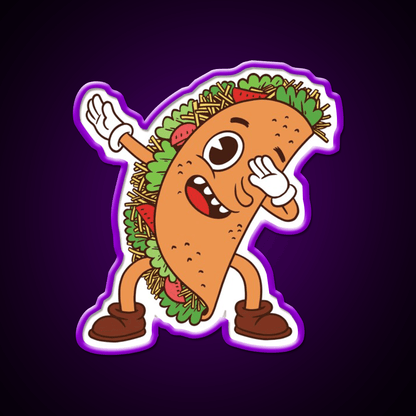 Cute Tacos Dabbing Taco Lover Taco Led Neon Sign Mexican Food Sign Rgb Color - Shineneon