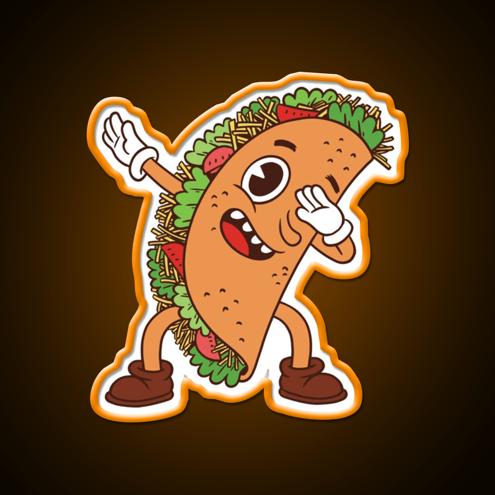 Cute Tacos Dabbing Taco Lover Taco Led Neon Sign Mexican Food Sign Rgb Color - Shineneon