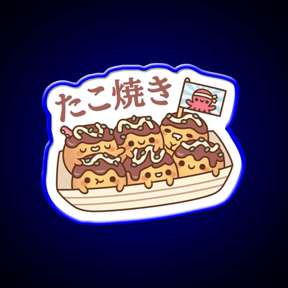 Cute Takoyaki Octopus Balls Japanese Street Food Snack Food Led Neon Sign Rgb Color - Shineneon