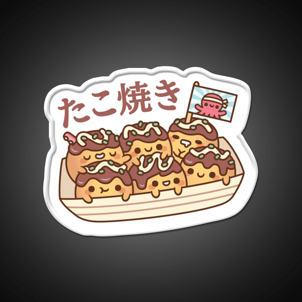 Cute Takoyaki Octopus Balls Japanese Street Food Snack Food Led Neon Sign Rgb Color - Shineneon