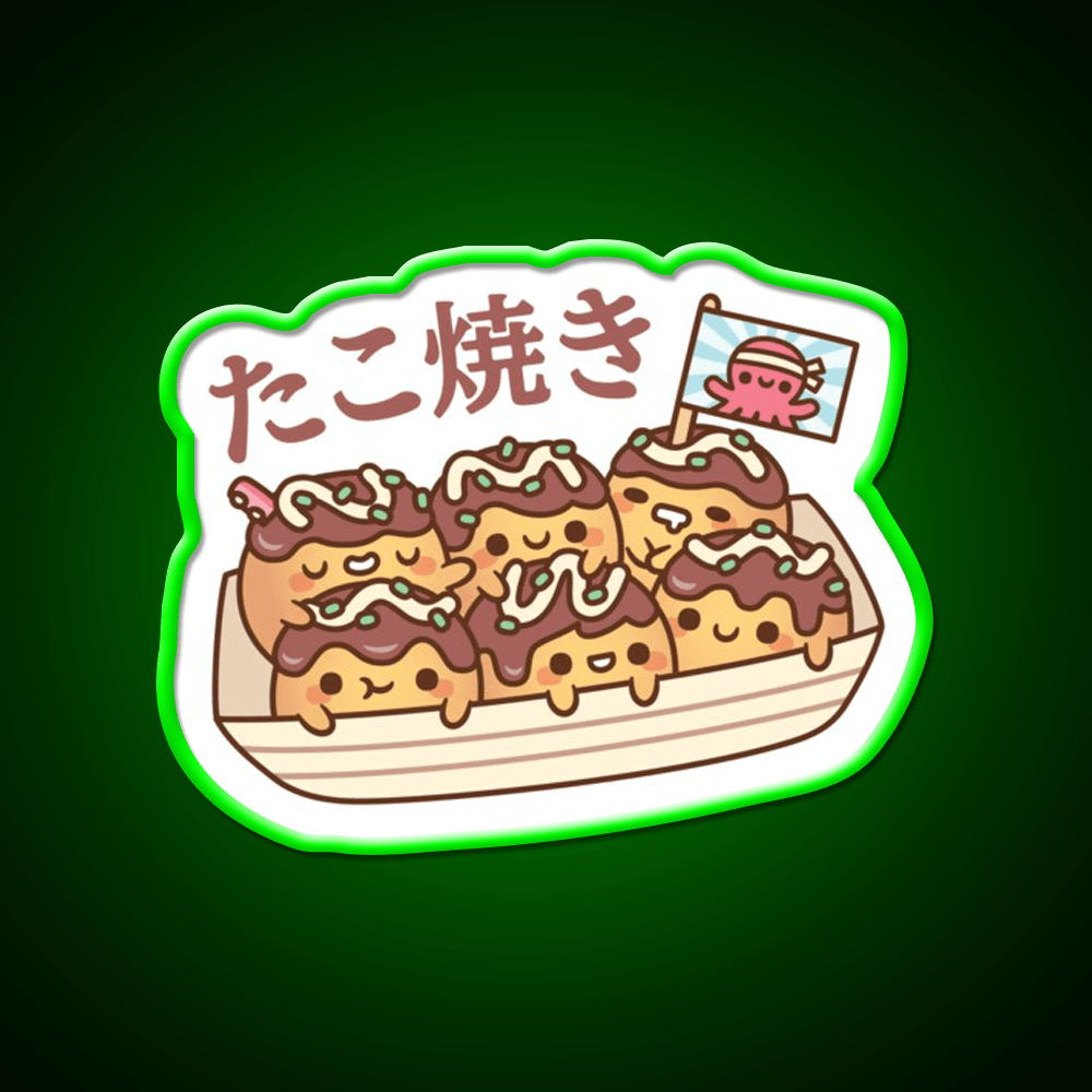 Cute Takoyaki Octopus Balls Japanese Street Food Snack Food Led Neon Sign Rgb Color - Shineneon