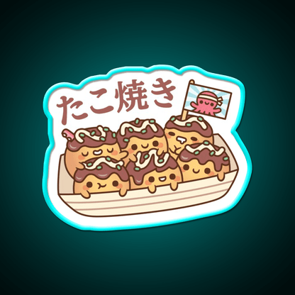 Cute Takoyaki Octopus Balls Japanese Street Food Snack Food Led Neon Sign Rgb Color - Shineneon
