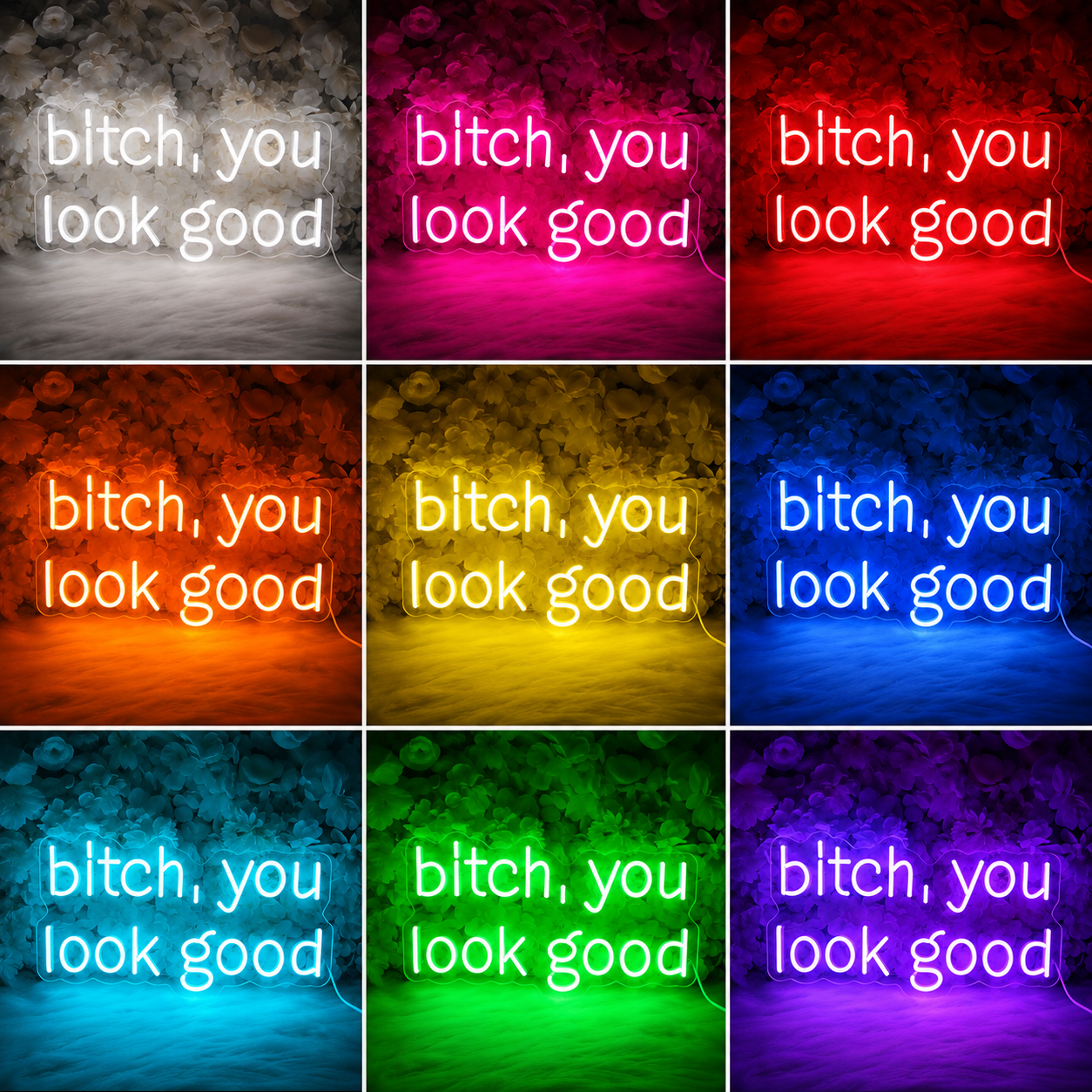 Cute Wall Decor LED Neon Sign color grid