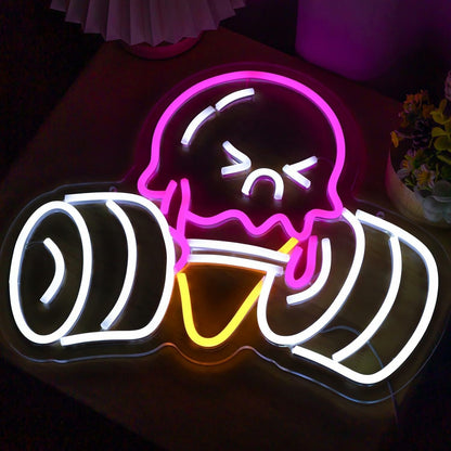 Cute Weightlifting Ice Cream Led Neon Sign | Shineneon