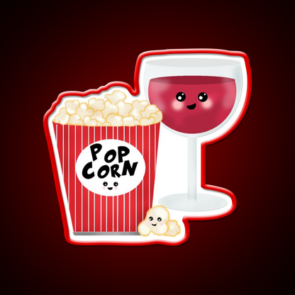 Cute Wine And Popcorn Led Neon Sign Chinese Food Rgb Color