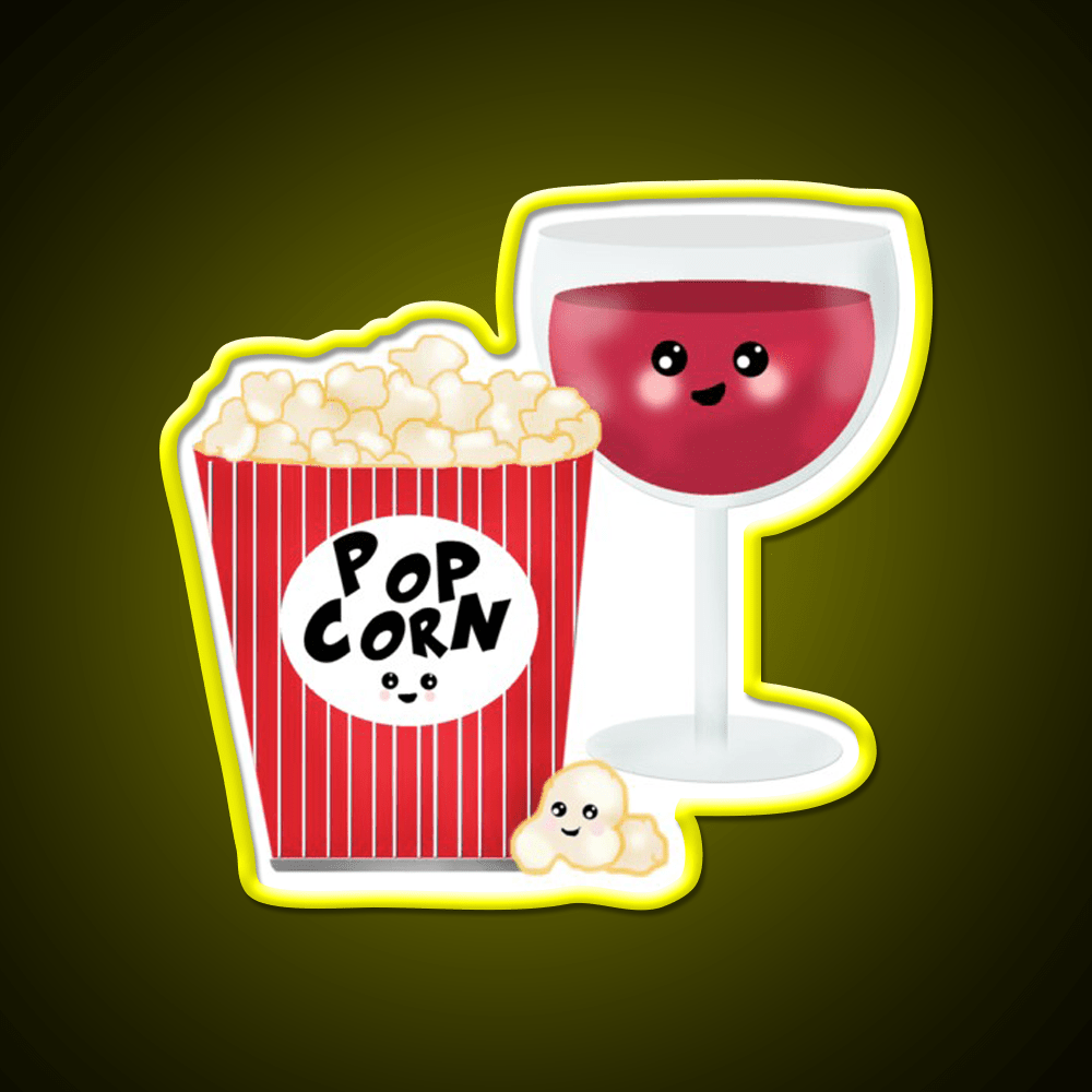 Cute Wine And Popcorn Led Neon Sign Chinese Food Rgb Color - Shineneon