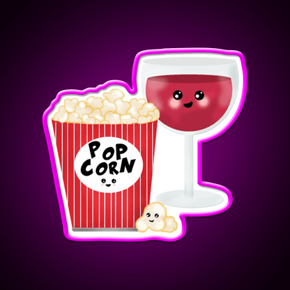 Cute Wine And Popcorn Led Neon Sign Chinese Food Rgb Color - Shineneon
