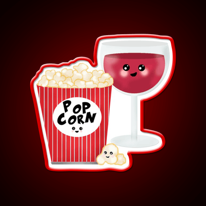 Cute Wine And Popcorn Led Neon Sign Chinese Food Rgb Color - Shineneon