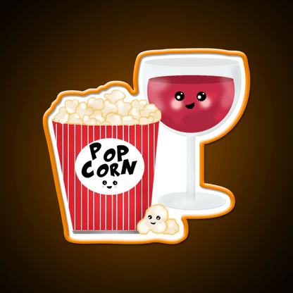Cute Wine And Popcorn Led Neon Sign Chinese Food Rgb Color - Shineneon