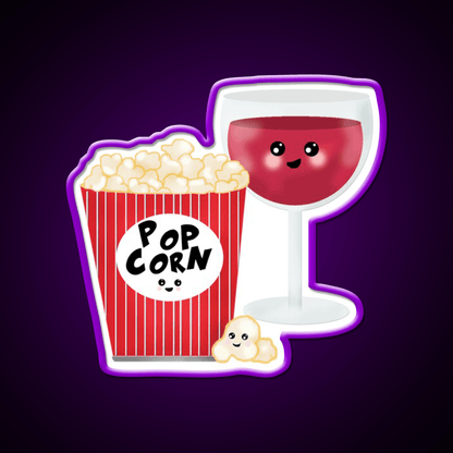 Cute Wine And Popcorn Led Neon Sign Chinese Food Rgb Color - Shineneon