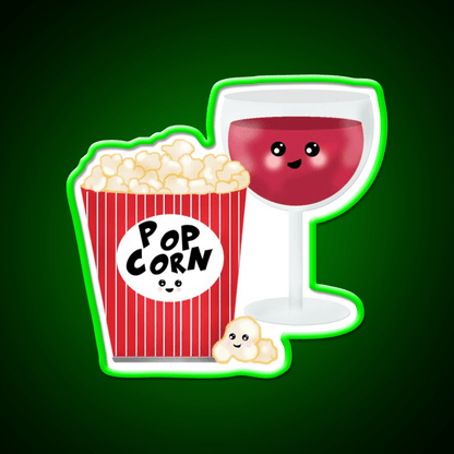 Cute Wine And Popcorn Led Neon Sign Chinese Food Rgb Color - Shineneon