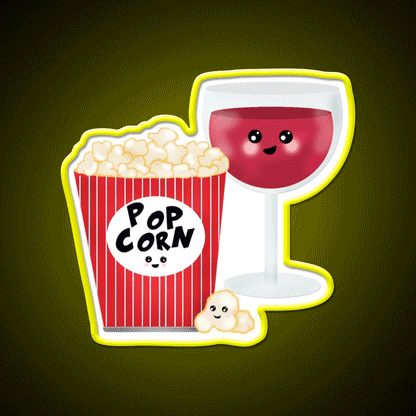 Cute Wine And Popcorn Led Neon Sign Chinese Food Rgb Color