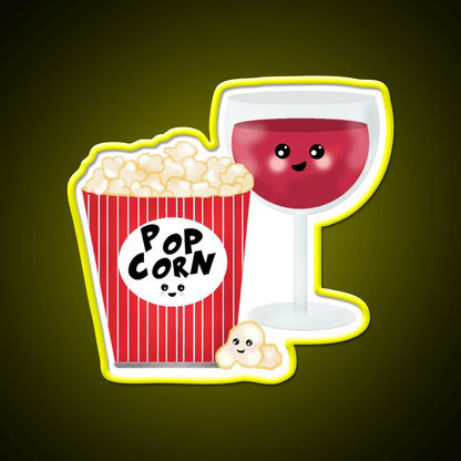 Cute Wine And Popcorn Snack Food Led Neon Sign Rgb Color - Shineneon