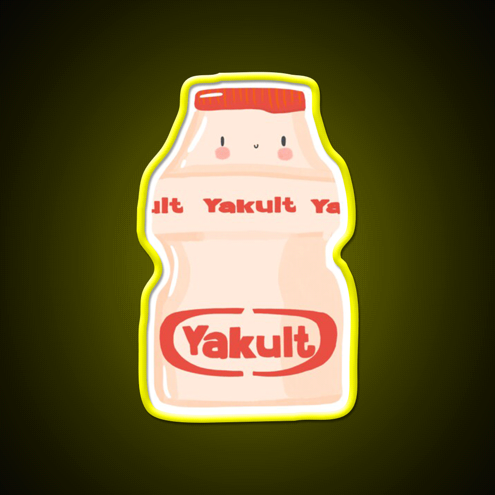 Cute Yogurt Drink Illustration Led Neon Sign Chinese Food Rgb Color