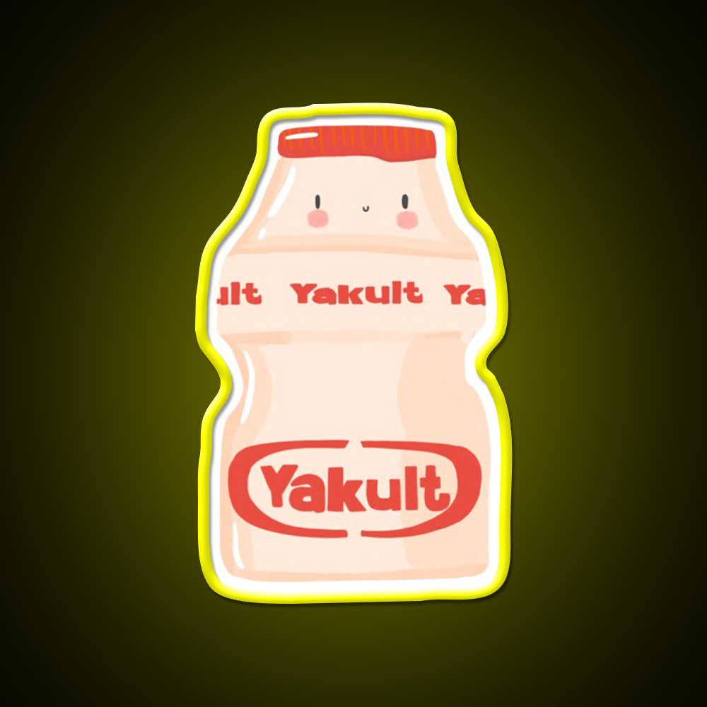 Cute Yogurt Drink Illustration Led Neon Sign Chinese Food Rgb Color